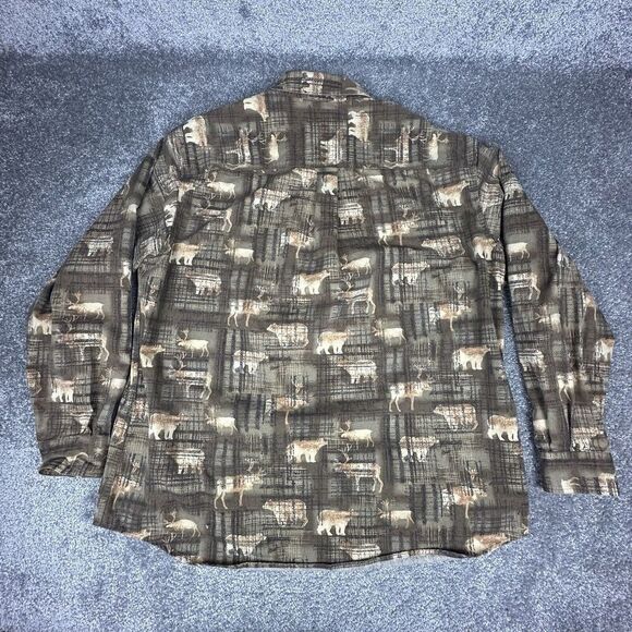 Woolrich Hunting Shirt Mens XL Animal Print Elk Bear Vintage Y2K Long Sleeve - Picture 7 of 7